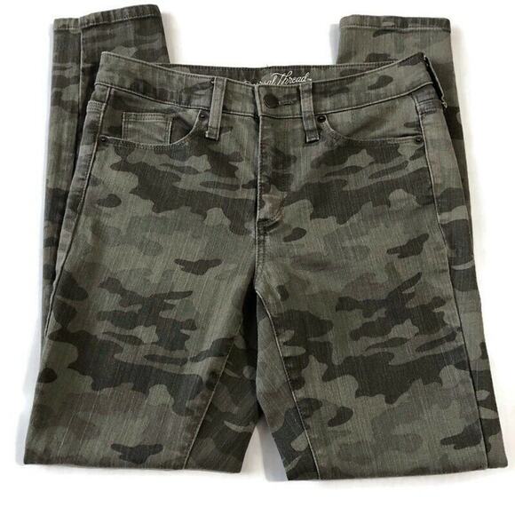 Universal Thread Womens Jeans Size 4 27R High Rise Skinny Green Camo Denim Jeans - Picture 1 of 8